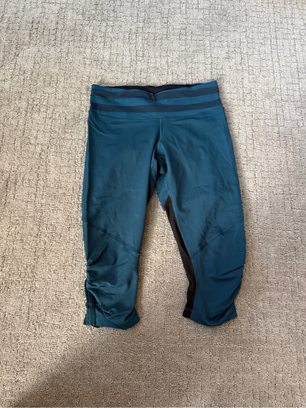 lululemon athletica Teal Capri Leggings with Navy Waistband